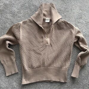 Varley Taupe Cowl Neck Sweater